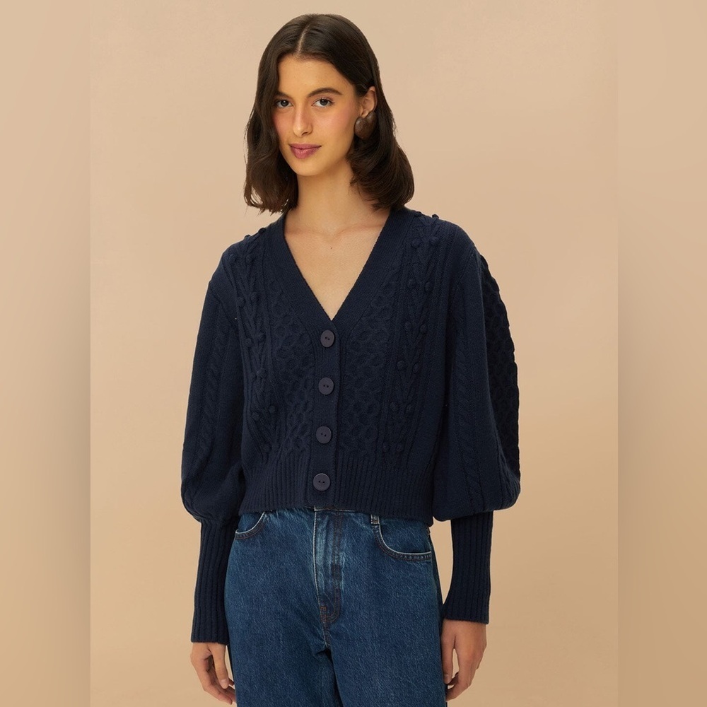 Farm Rio: Navy Blue Mixed Stitches Knit
Cardigan